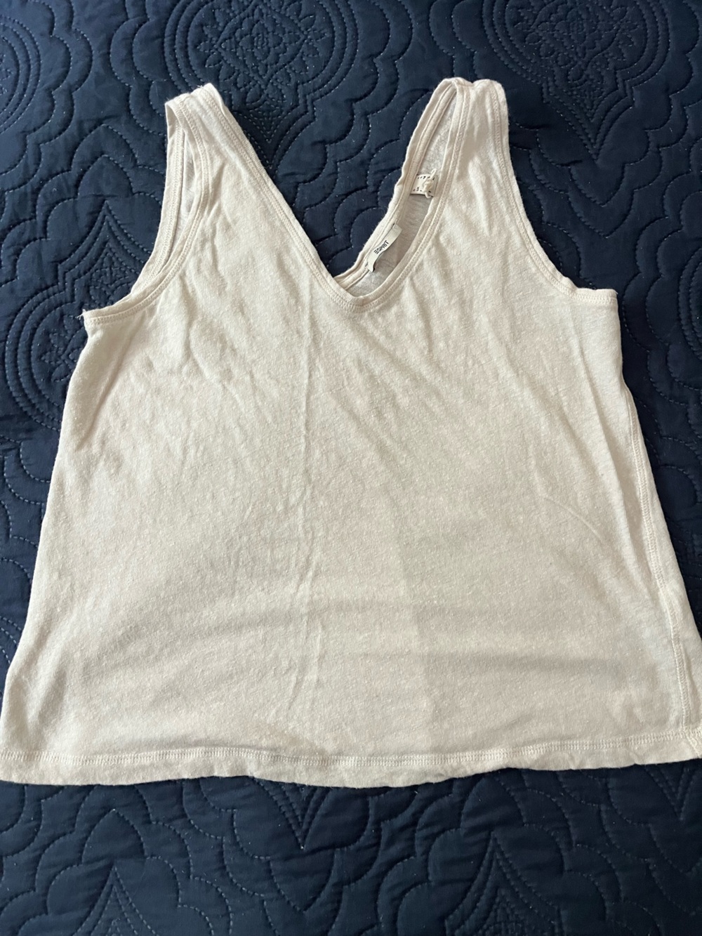 Esprit Cream Linen Blend Tank Top